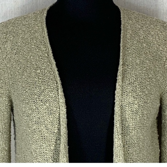Eileen Fisher Cardigan  Boucle Textured Knit In Khaki/Taupe Tone   Size PS - Picture 3 of 9